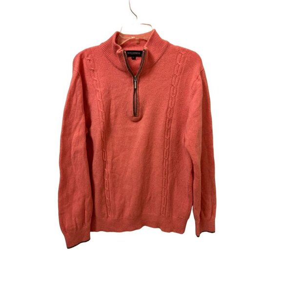 Men's Vintage Large Bon Giovane 1/4 Zip Pullover Knitted Pink Sweater - Picture 5 of 8